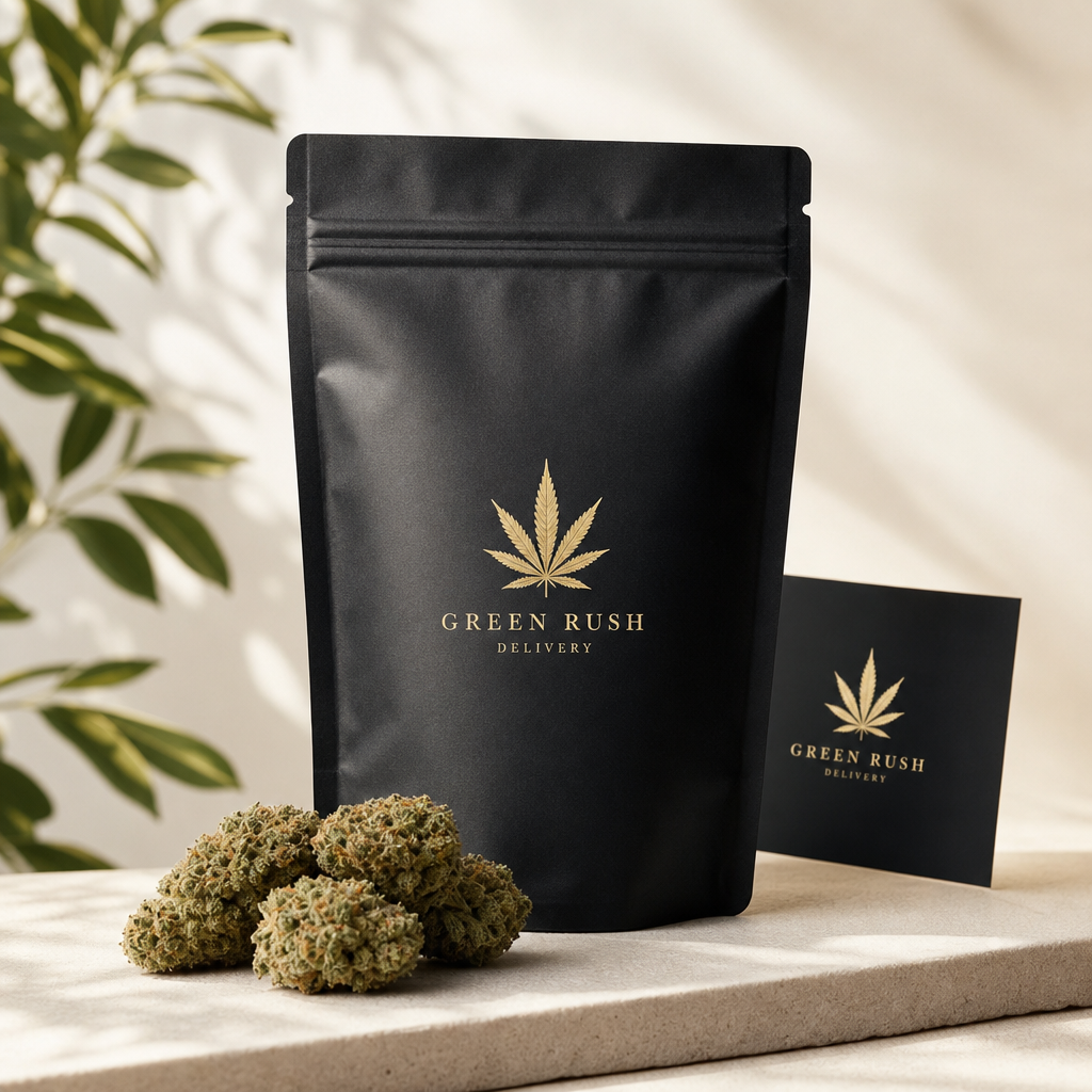 Green Rush premium THC flower pouch delivered across Jacksonville